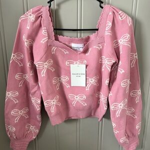 Willow & Wind Pink Bow Sweater
